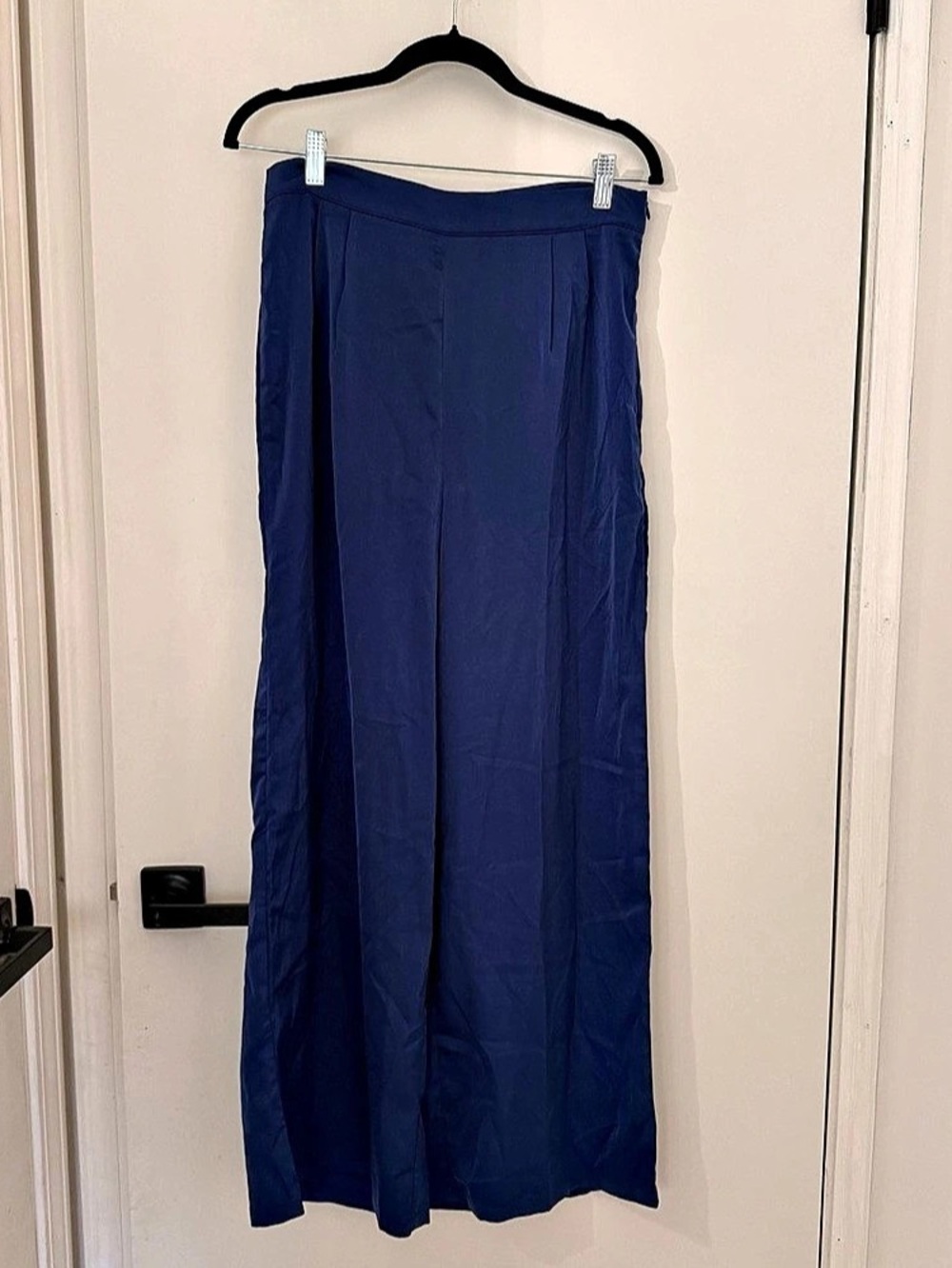 SHEIN Wide Leg Satin Pants in Blue Size Large